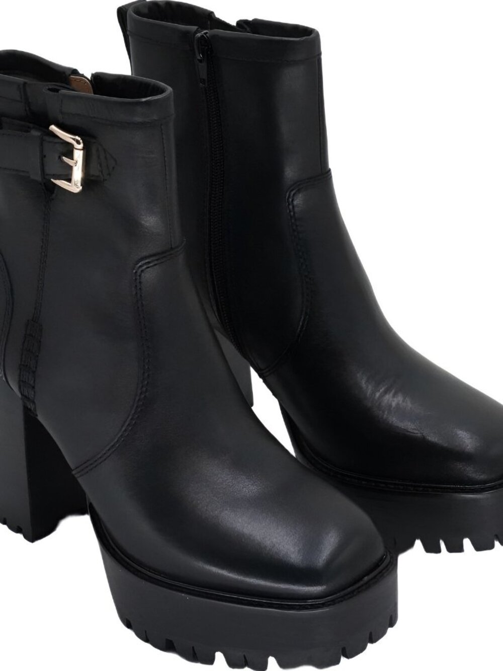 Steve Madden Womens Sumitt Platform Bootie Black Leather Sz 8M - Picture 4 of 6